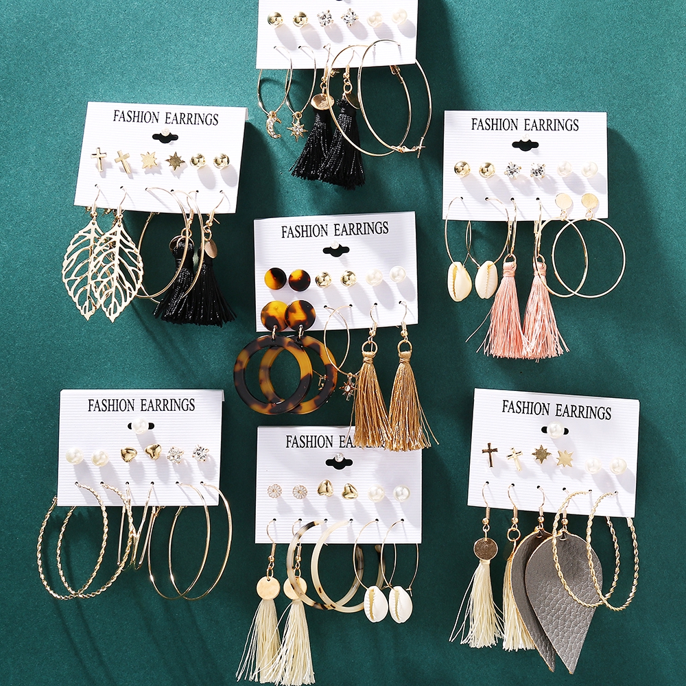 Set 6 cặp khuyên tai AY thời trang dành cho nữ