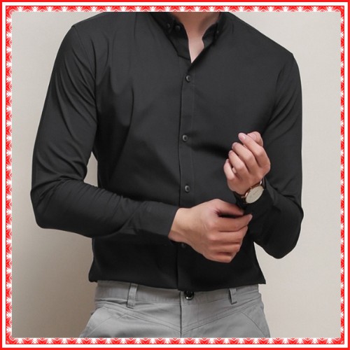 Áo Sơ Mi Nam Dài Tay Dáng Ôm Cổ Bẻ Hàn Quốc Vải Lụa Nến,Không Nhăn, Thấm Hút Mồ Hôi | BigBuy360 - bigbuy360.vn