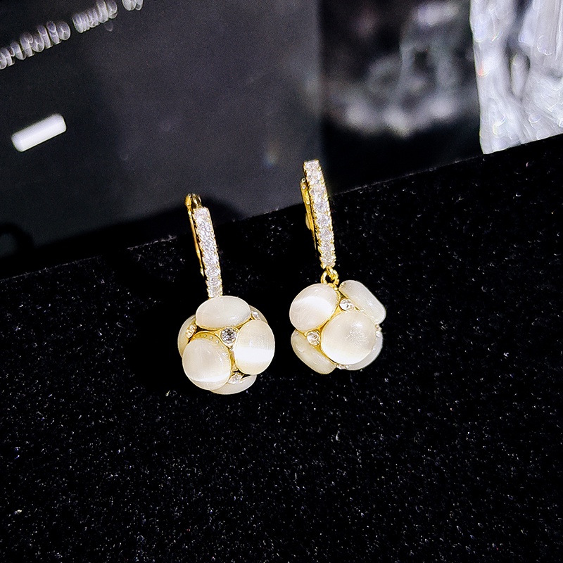 [Jiudolan] Khuyên Tai Đính Đá Opal Nhân Tạo Phong Cách Hàn Quốc Cao Cấp Tinh Tế Hợp Thời Trang Cho Nữ