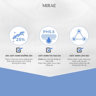 Sữa Rửa Mặt MIRAE làm sạch, cấp ẩm hỗ trợ dưỡng da