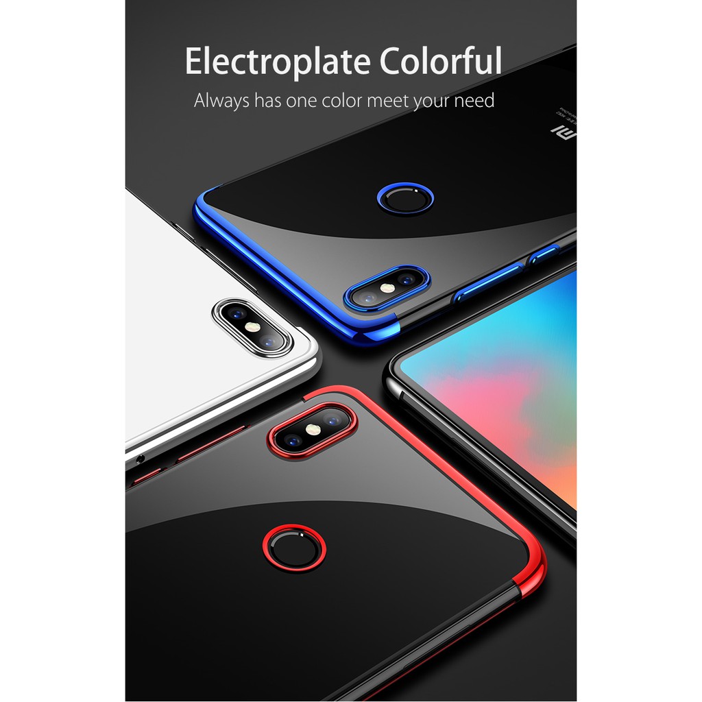 Ốp lưng Xiaomi Mi 8 SE dẻo trong suốt viền xi màu