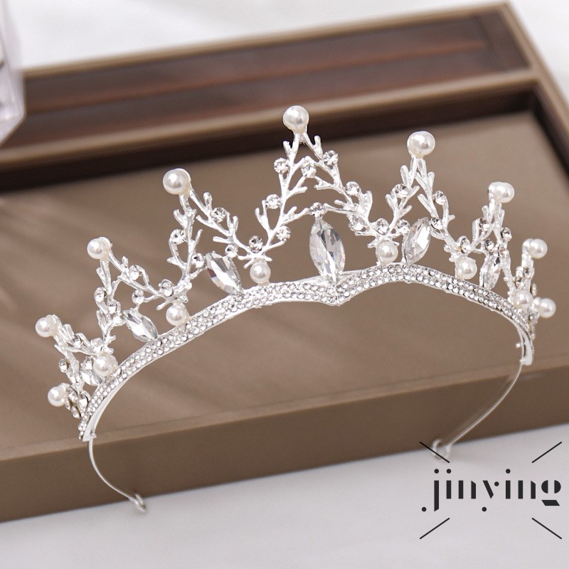 GETNOIVAS Cài Tóc Hình Vương Miện Đính Đá Ngọc Trai Giả Thời Trang Cho Cô Dâu