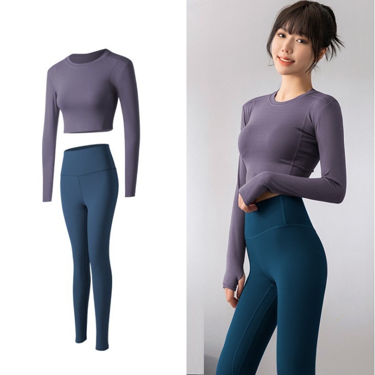 Áo Croptop Tập GYM YOGA Nữ Dài Tay Xỏ Ngón Cao Cấp Chất Vải Thun Lạnh Co Dãn Đủ Size WiiFashion