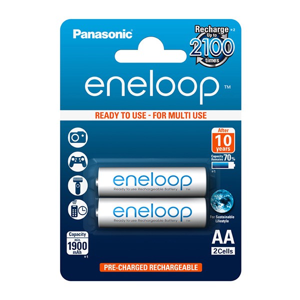 PIN SẠC ENELOOP PANASONIC AA MÀU TRẮNG (2 PIN) | MADE IN JAPAN (1900 mAh - 2100 LẦN SẠC - ĐIỆN ÁP 1,2V - 1,5V)