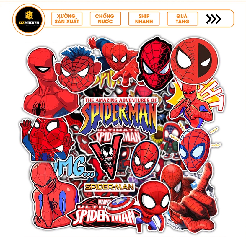 Sticker Dán Điện Thoại, Sticker Dán Vali, Sticker Dán Laptop, Sticker Dán Nón Bảo Hiểm,Tem Dán Xe Máy | Chủ Đề Spiderman