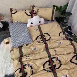 Chăn ga poly - Mẫu G.U.C.C.I nâu mẫu mới