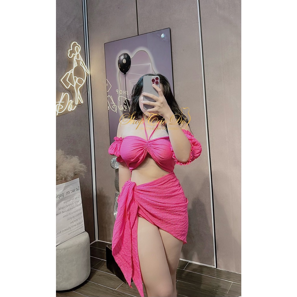 Set 3 món Bikini 2 mảnh nhún nhăn KHÔNG MÚT sang chảnh BK2  🍎🍎🍎