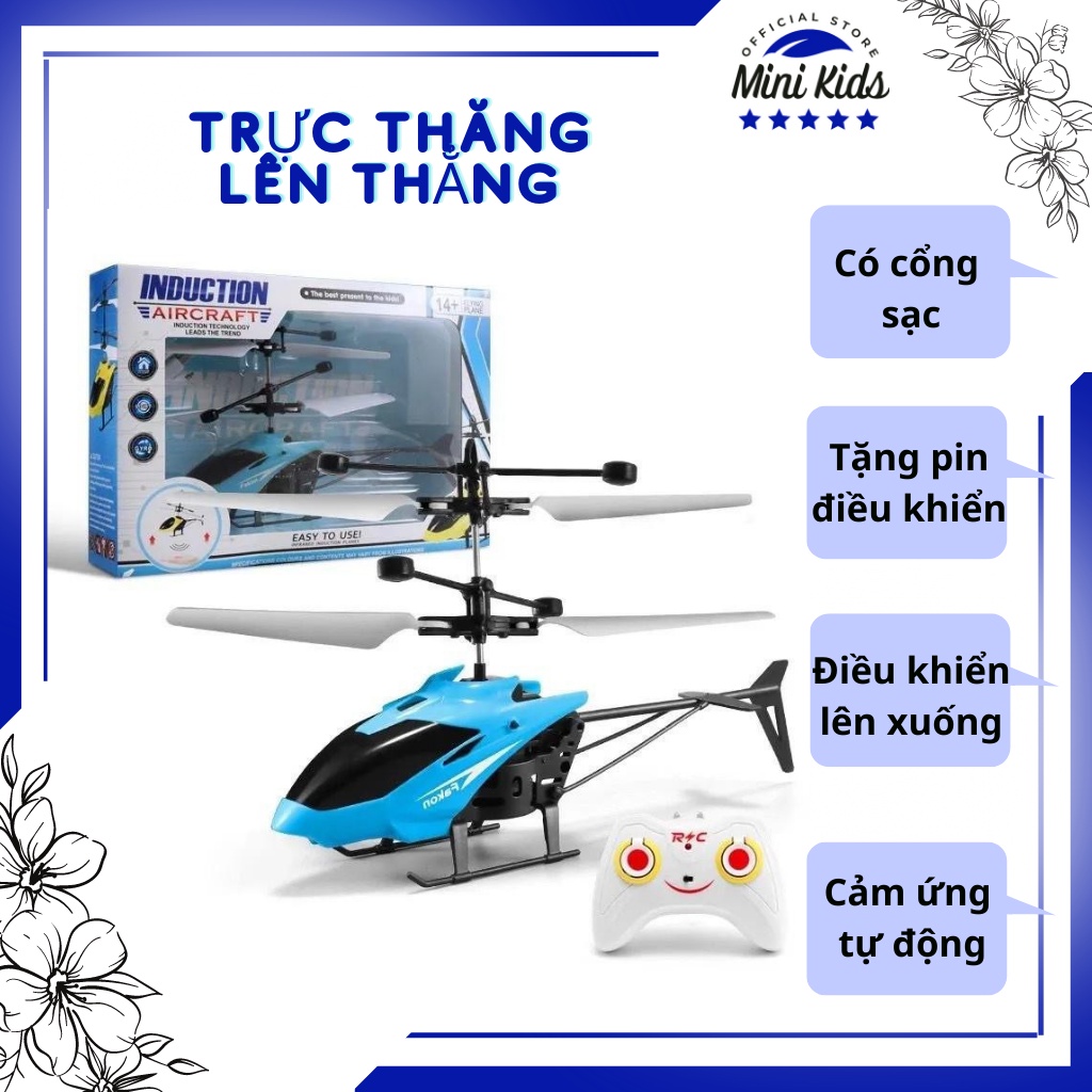 Máy bay điều khiển cảm ứng lên thẳng pin sạc, trực thăng mini 4 cánh điều khiển 2 chiều, tặng kèm PIN - Đồ chơi MiniKids