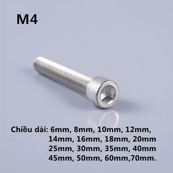 Bộ bulông lục giác chìm đầu trụ inox 304-M4