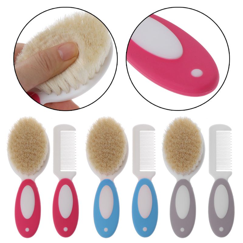[Hàng mới về] Set lược và bàn chải mát-xa da đầu mềm mại nhỏ gọn cho em bé sơ sinh