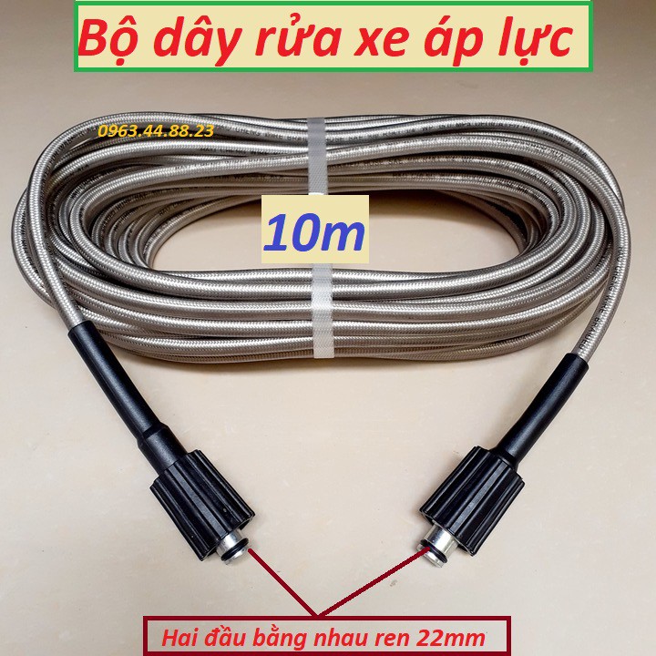 ống Dây Xịt Rửa Xe Áp Lực Cao 3 Lớp Lõi 10M-15M- 20M-30M [Ren 22mm-22m