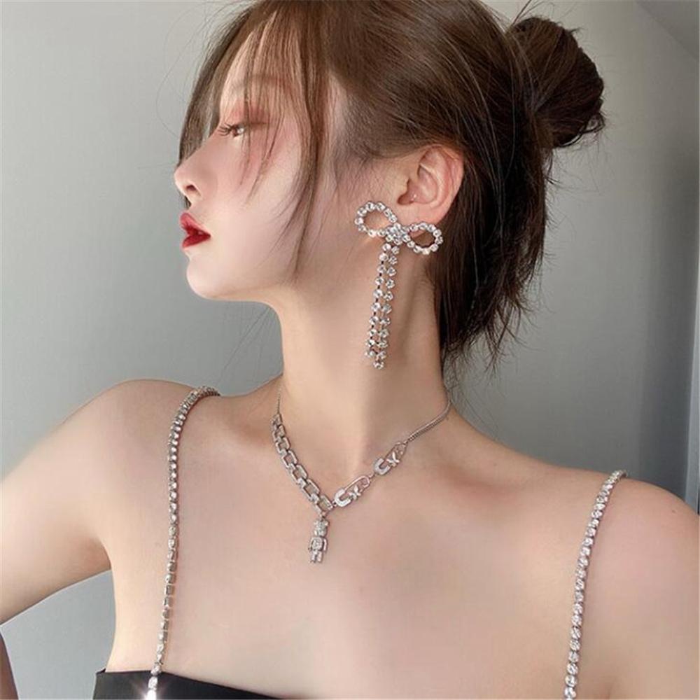 Fallforbeauty Dây Chuyền Hợp Kim Lấp Lánh Phong Cách Hàn Quốc|Dây Xích Nối Phong Cách Hip hop Cá Tính