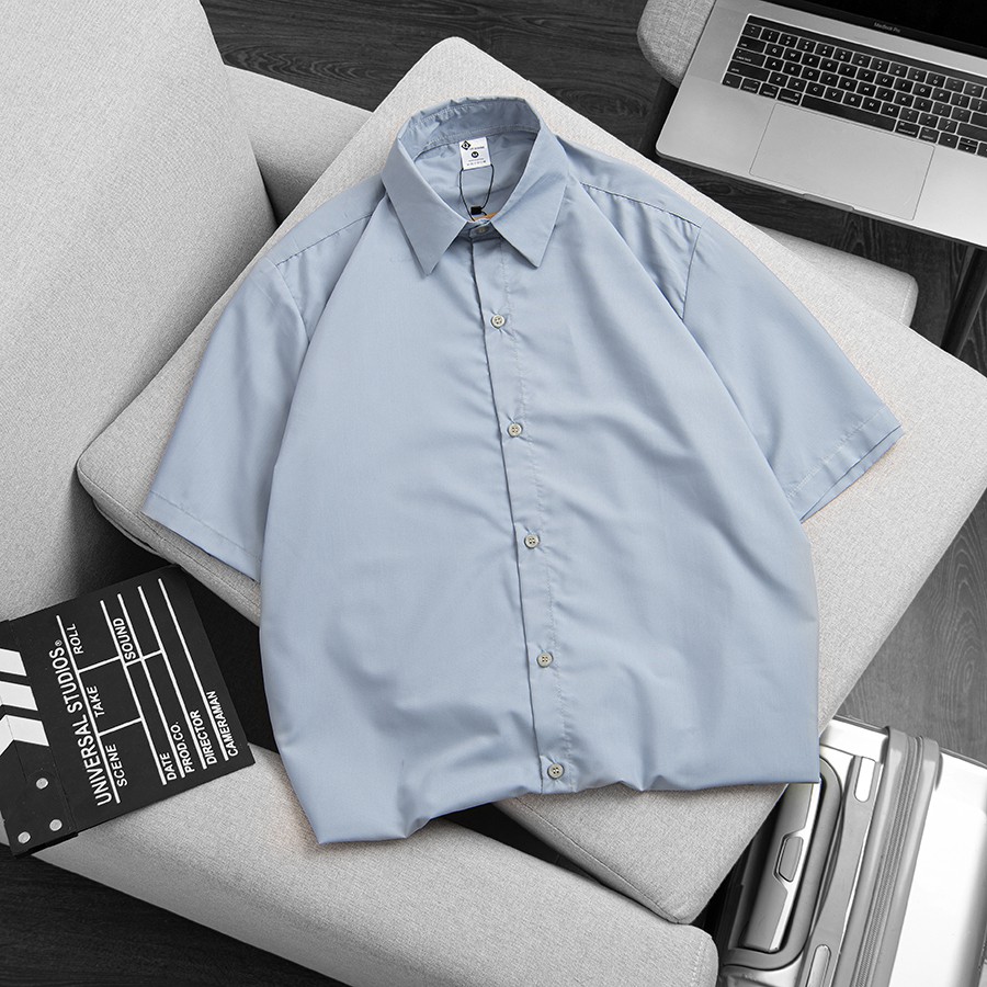 Áo Sơ Mi Nam Tay Ngắn Unisex form Rộng Vải Kate Thoáng Mát QTSM02 | BigBuy360 - bigbuy360.vn