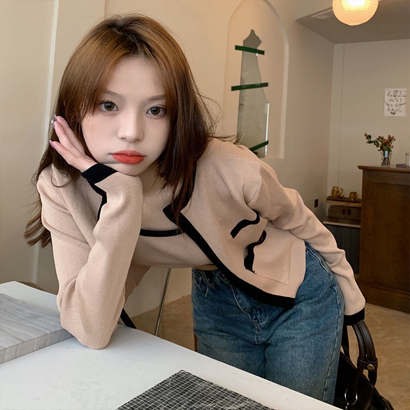 Set Áo Hai Dây + Áo Khoác Cardigan Dài Tay Thiết Kế Mới Thời Trang Mùa Thu Theo Phong Cách Hàn Quốc