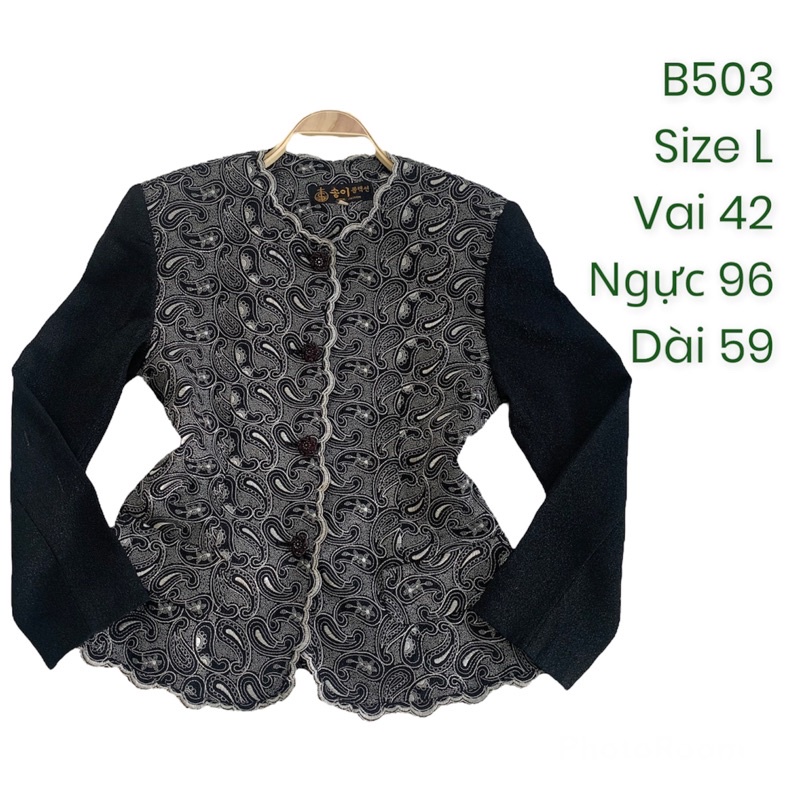 Áo khoác blazer B503 vintage hoạ tiết thêu 2hand Hàn si tuyển ảnh thật
