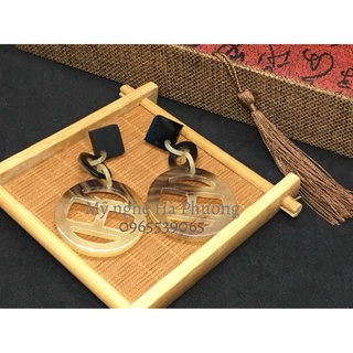 Bông tai, khuyên tai sừng trâu tự nhiên, sang trọng, quý phái