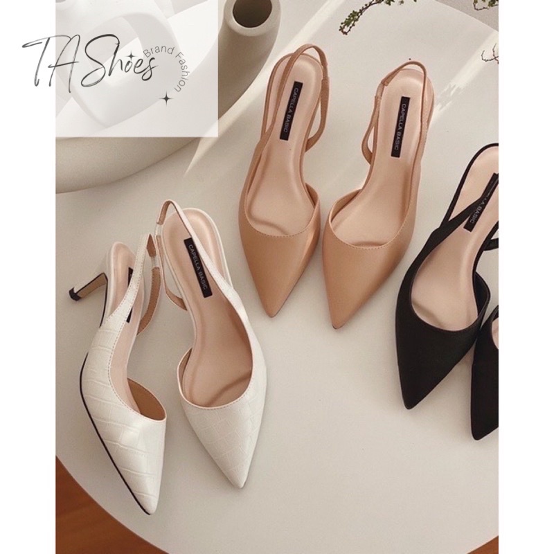 Giày cao gót bít mũi nữ 7p mũi nhọn gót nhọn dáng sandal slingback HÀNG LOẠI 1,Giày Cao Gót Nữ Mũi Nhọn,Hở Gót Chất Xịn