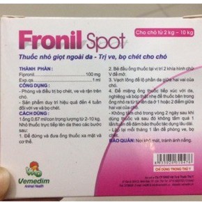 Nhỏ Gáy Fronil Spot Trị Ve, Rận Bọ Chét cho chó mèo ống 0.67ml