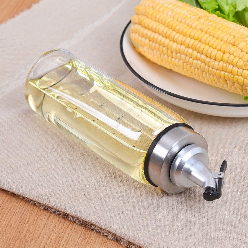 Chai Lọ Bình Đựng Dầu Ăn Thủy Tinh 160ML đến 500ML Vòi Rót Bấm Tay Chia Vạch Trong Nhà Bếp