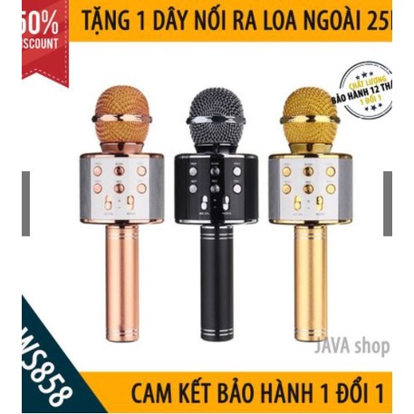 Mic Hát Karaoke Bluetooth Không Dây WS858 - Âm vang - Ấm - mic hát karaoke cầm tay