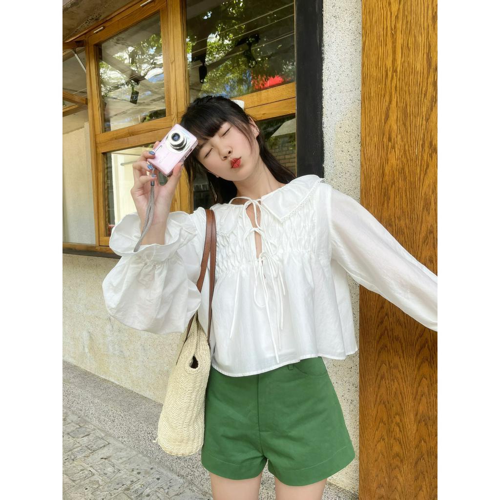 Áo kiểu tay dài có thắt nơ MAISY TOP