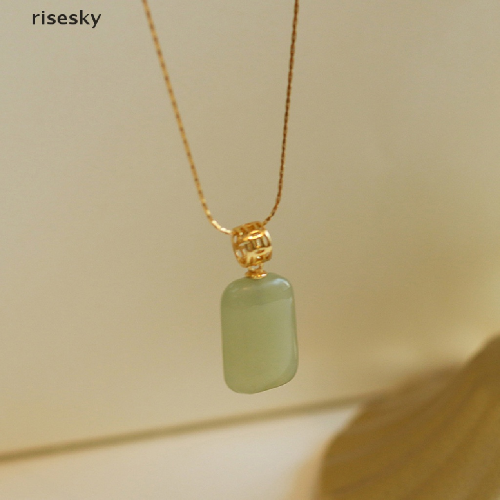 Vòng cổ Mặt Đá Ngọc Bích Hetian Thời Trang Cho Nữ ♨Trên đó