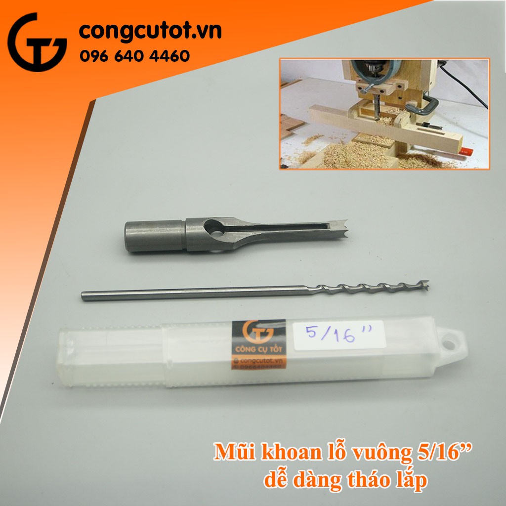 Mũi khoan gỗ lỗ vuông tạo mộng đường kính 5/16inch