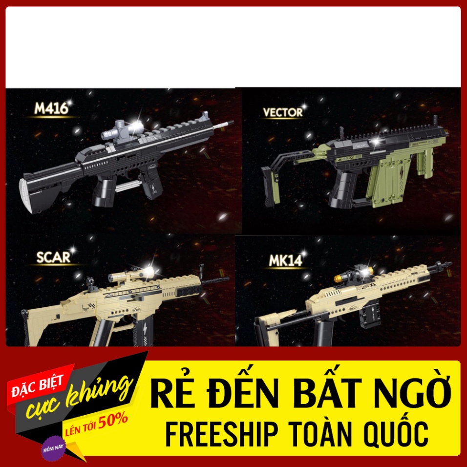HỎA TỐC  MÔ HÌNH ĐỒ CHƠI LẮP RÁP LEGO súng VECTOR scar mk14 m416 Đồ chơi lắp ráp Mô Hình PUBG BLOCKS 70002 f