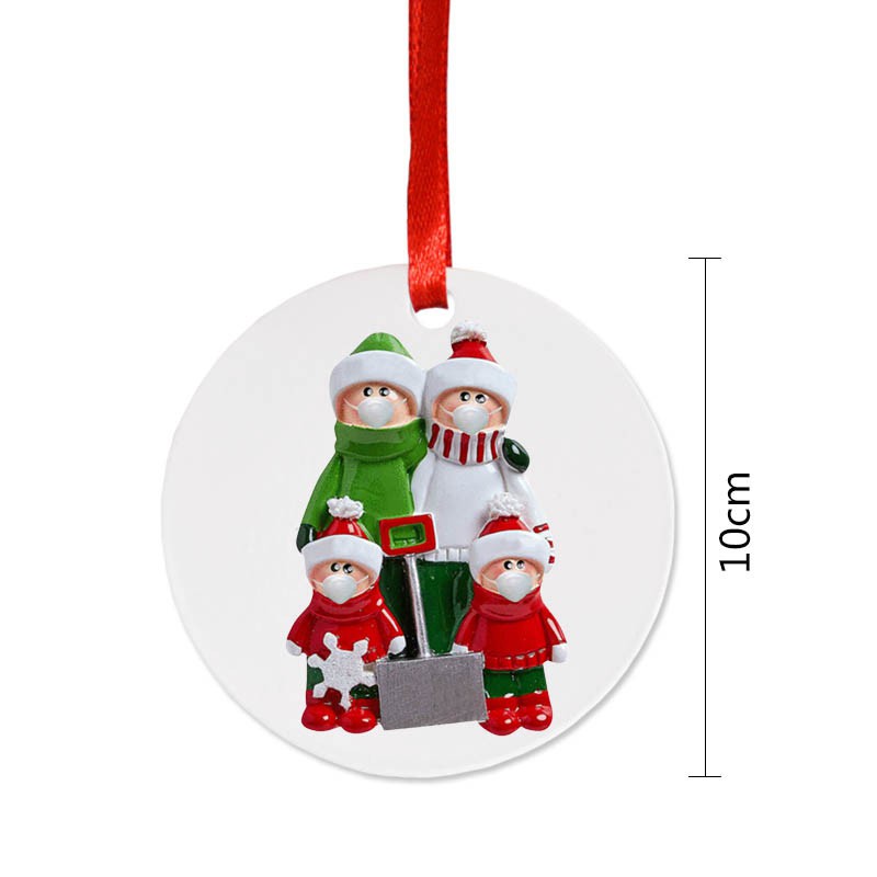 Christmas Ornament Personalized Survivor Family 4 Decorations Masked Hand-Washed Christmas Tree Hanging Pendant
