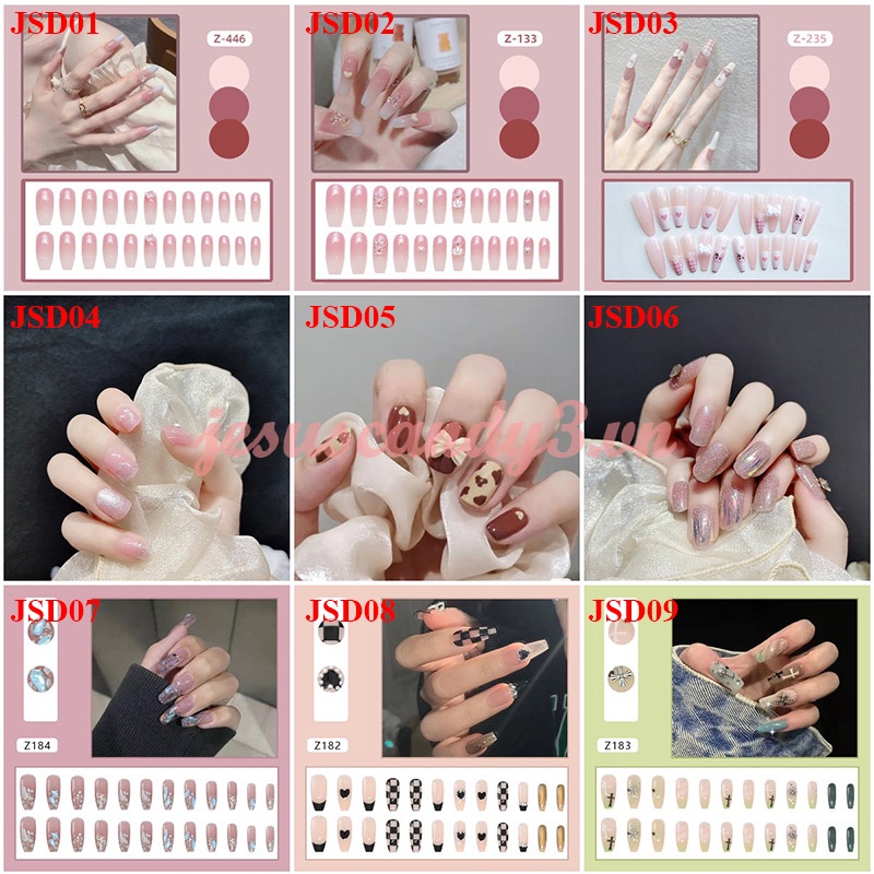 Set 24 móng giả phối nơ dễ thương cho nữ