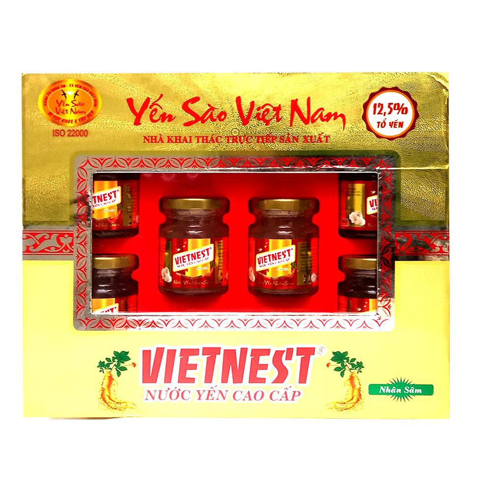 Hộp quà tặng 6 lọ nước yến nhân sâm cao cấp nhiều dưỡng chất bổ dưỡng chưng sẵn từ Tổ yến thiên nhiên VIETNEST 70ml