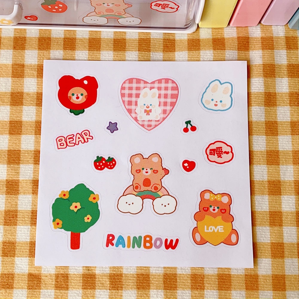 Miếng Dán Bằng Pvc Trang Trí Sổ Tay Cốc Nước Quả Dâu Dễ Thương