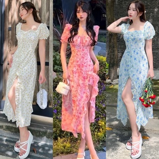 ĐẦM MAXI HOA CỔ U XẺ BÈO (KÈM VIDEO HÌNH THẬT)