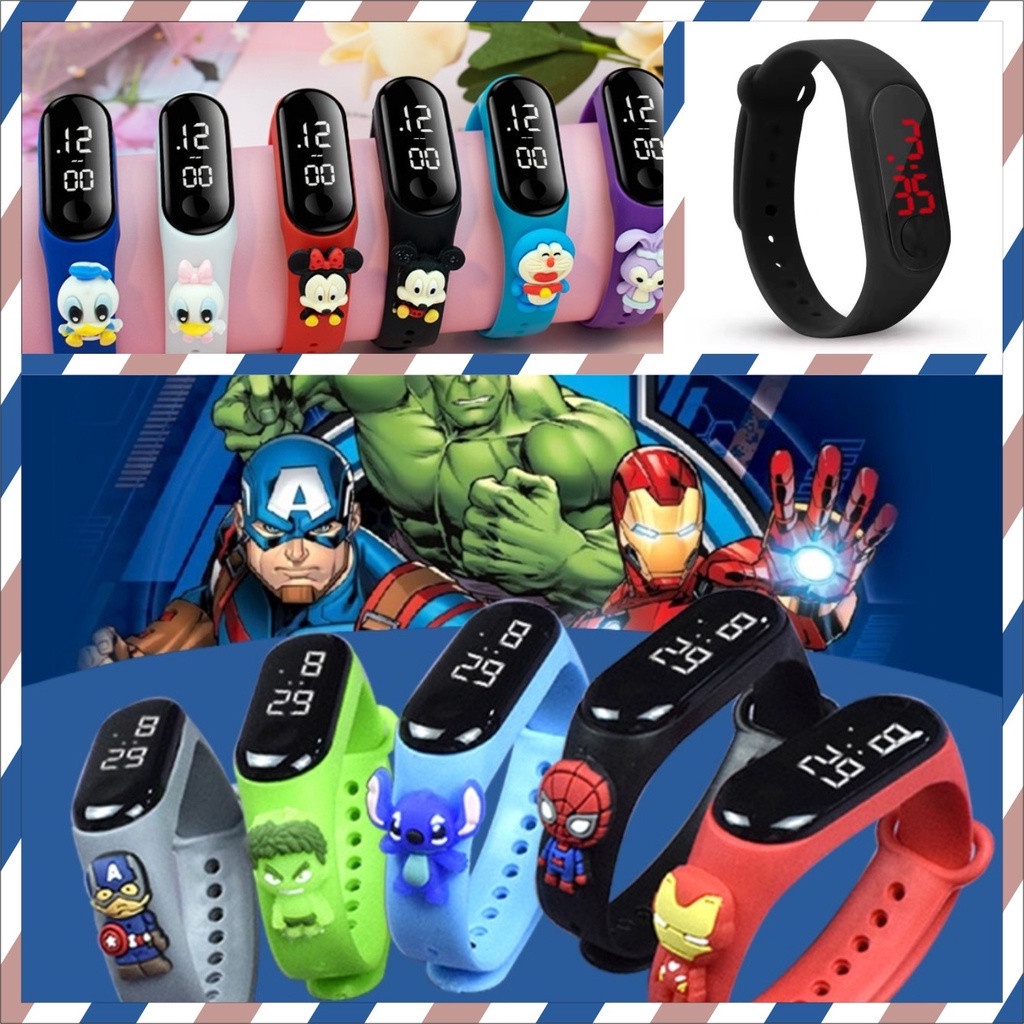 Đồng Hồ Đeo Tay Trẻ Em Chống Nước Với Thiết Kế Siêu Nhân Có Đèn LED Hàng Mới Về JY