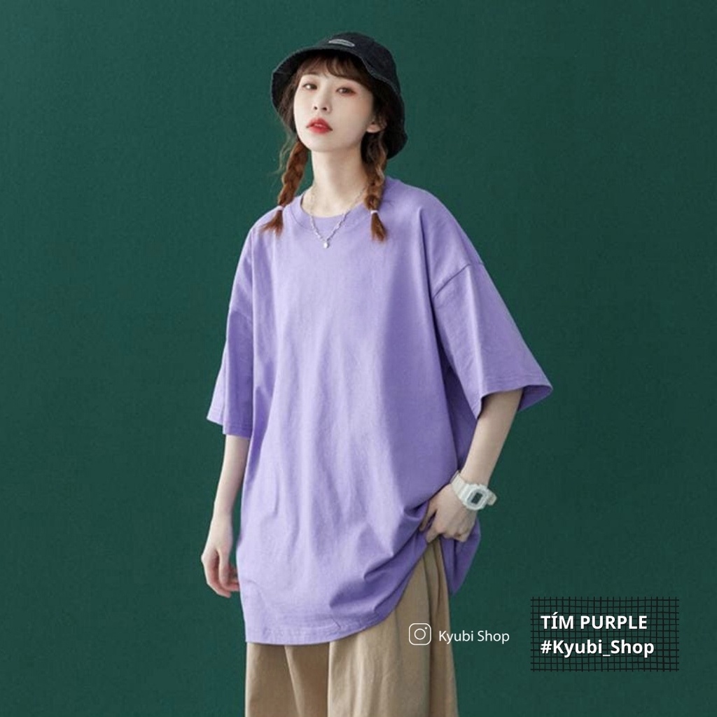 Áo thun tay lỡ ulzzang basic tee nam nữ oversize chất cotton form rộng - Áo phông trơn unisex Kyubi ATTL.B01 | BigBuy360 - bigbuy360.vn