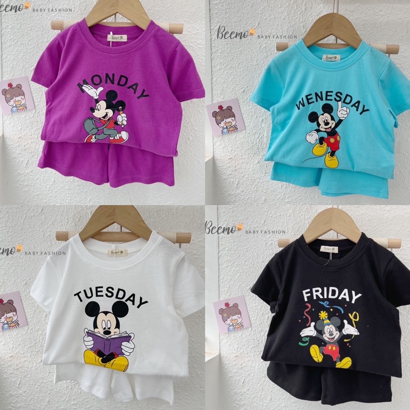 Bộ short cotton micky bé trai bé gái-MS70