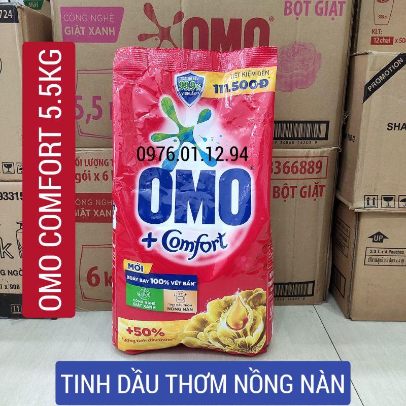 [Mẫu mới] Bột giặt Omo 6kg - Sạch cực nhanh - Comfort 5,5kg