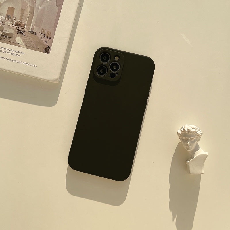 (SIÊU RẺ) Ốp lưng iphone trơn dày dặn cam nổi màu kem, đen 7plus/8/8plus/x/xr/xs/11/12/13/pro/max/plus/promax