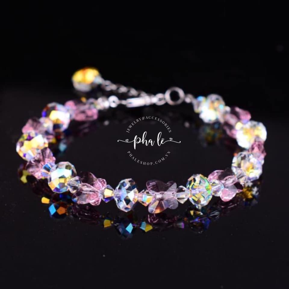 Vòng Tay Pha Lê Bướm Màu S08mm - Tròn Dẹp Được Thiết Kế Từ Pha Lê Swarovski