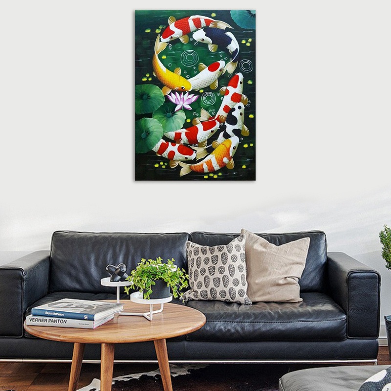 Tranh Đính Đá Kim Cương Toàn Bộ 5D Diy Hình Cá Koi