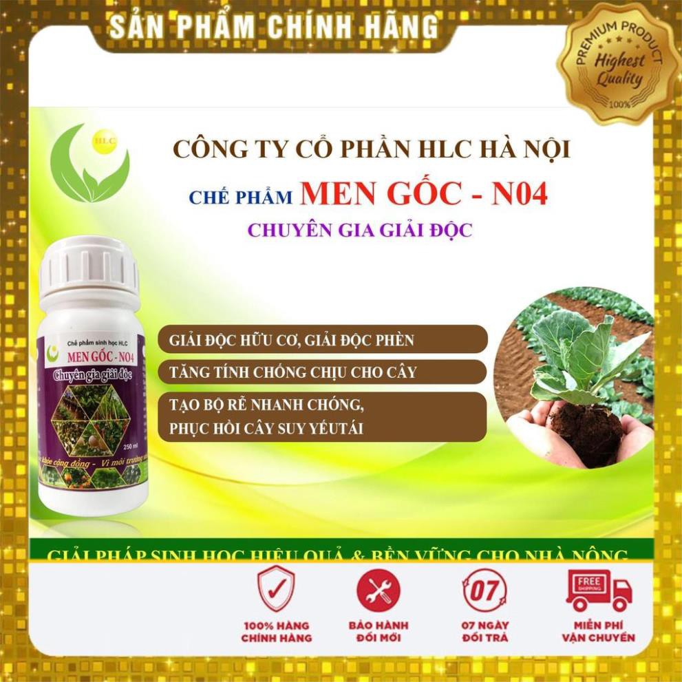 MEN GỐC NO4 250ML - CHUYÊN GIA GIẢI ĐỘC CHO CÂY TRỒNG BỊ NGỘ ĐỘC PHÂN BÓN, NGỘ ĐỘC THUỐC BVTV,...