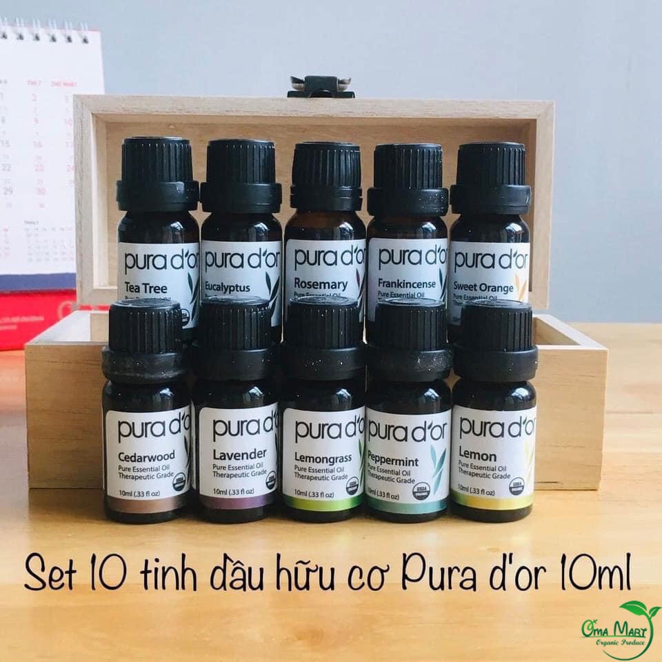 Set 10 lọ tinh dầu hữu cơ Pura D'or (quà biếu sang trọng)