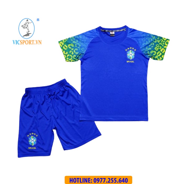 Áo Bóng Đá, Quần Áo Đá Banh Trẻ Em Đội Tuyển Brazil  Vải Thun Lạnh Thoáng Mát Cho Bé - Vicsport