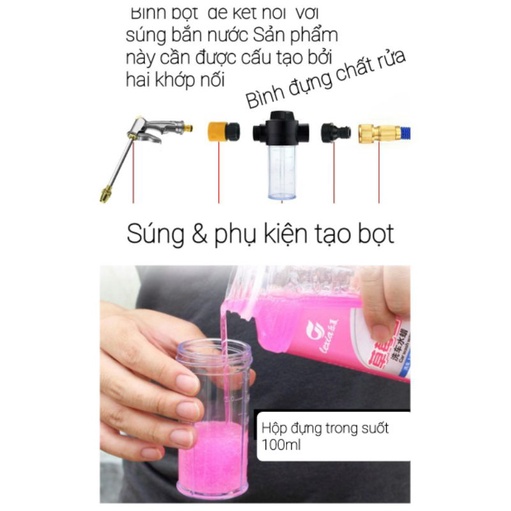 Bình  Bọt-  Vòi Rửa Xe Lòng Dài Tăng Áp Lực Nước Mạnh Rửa Xe Chuyên Dụng - Sentaku