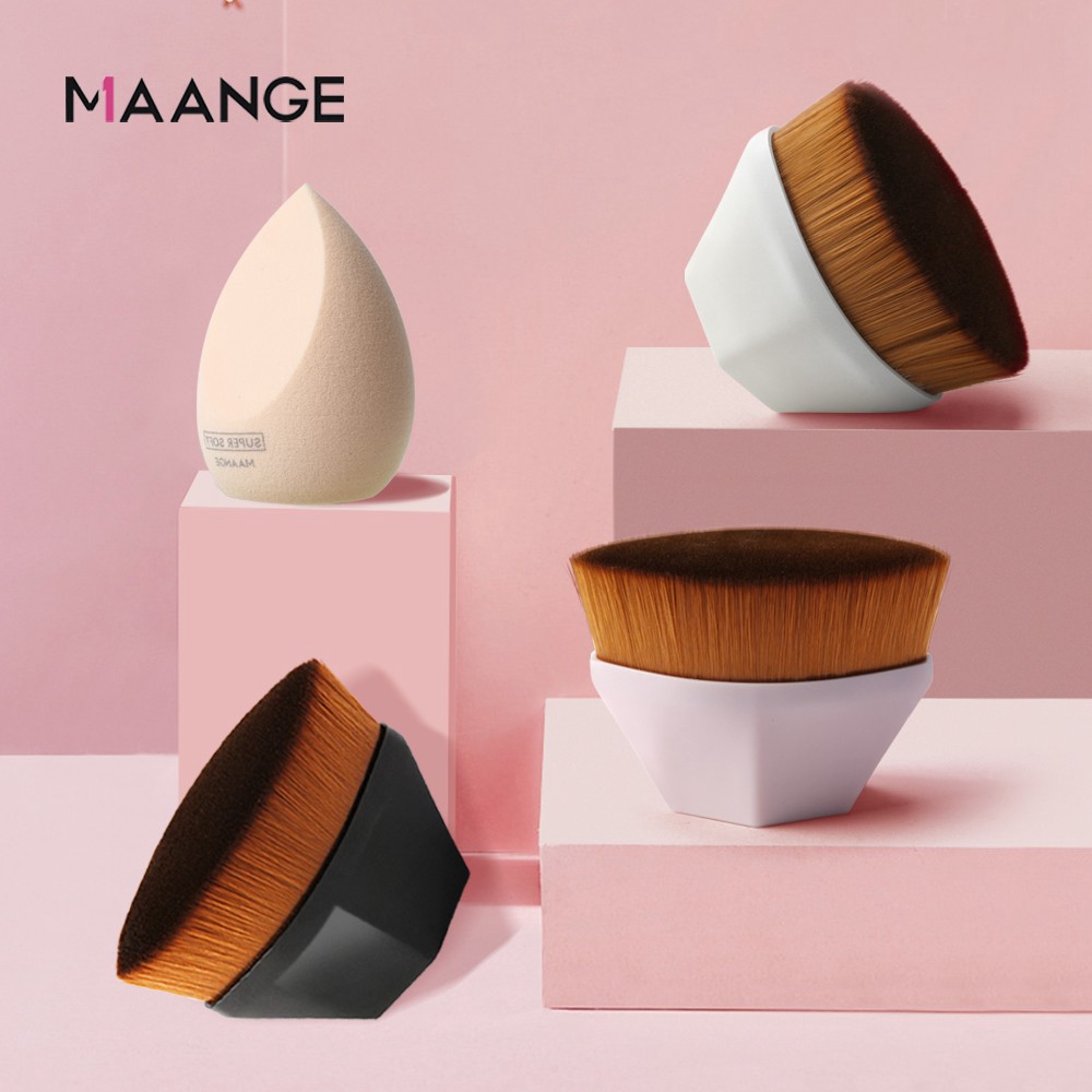 Set cọ trang điểm + bông mút trang điểm MAANGE dùng đánh phấn/ kem/ kem che khuyết điểm (có bán lẻ cọ trang điểm)