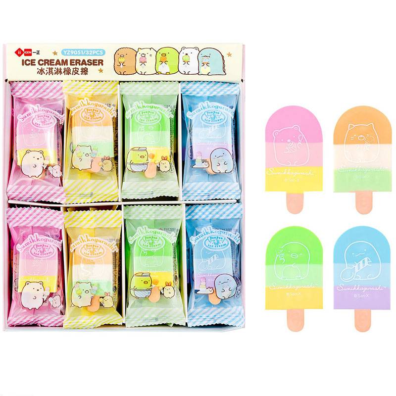 1 viên gôm tẩy gấu tẩy bút chì New SAN-X SUMIKKO GURASHI Kawaii ice cream Animal Eraser Children Art Stationery Drawing Exam Eraser For Kid Student Gift Stationery