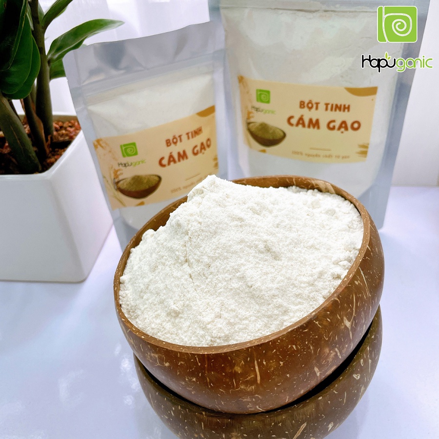Bột Tinh Cám Gạo Nguyên Chất Hapu Organic trắng da giảm mụn tẩy tế bào chết