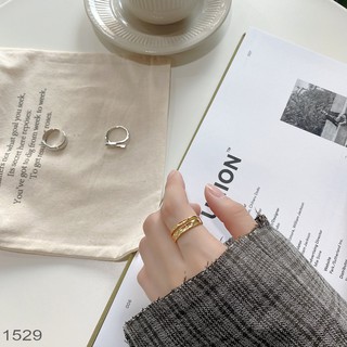Nhẫn Bạc Nữ Eleanor Hình Học Viền Kép Dày Basic, Thời Trang