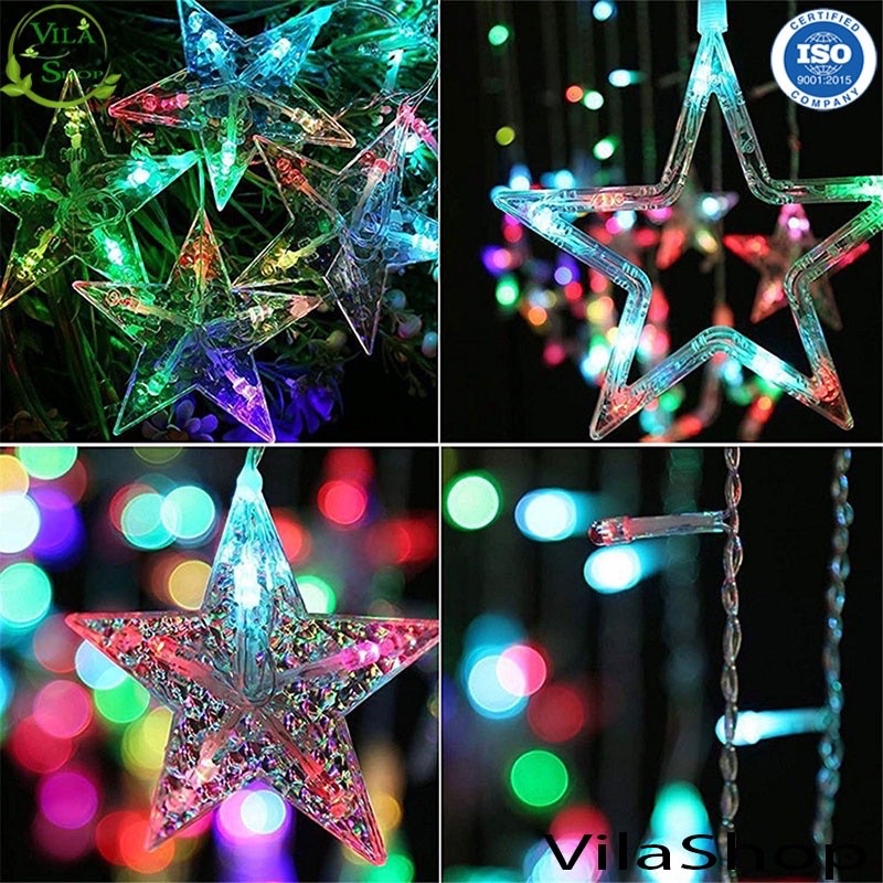 Đèn Led Trang Trí Ngôi Sao 7 màu Đèn Nháy Mành 4M 12 Sao ⚡𝗖𝗵𝗼̂́𝗻𝗴 𝗧𝗵𝗮̂́𝗺 𝗡𝘂̛𝗼̛́𝗰⚡ - Đèn Thả Mành, Đèn trang trí cực đẹp