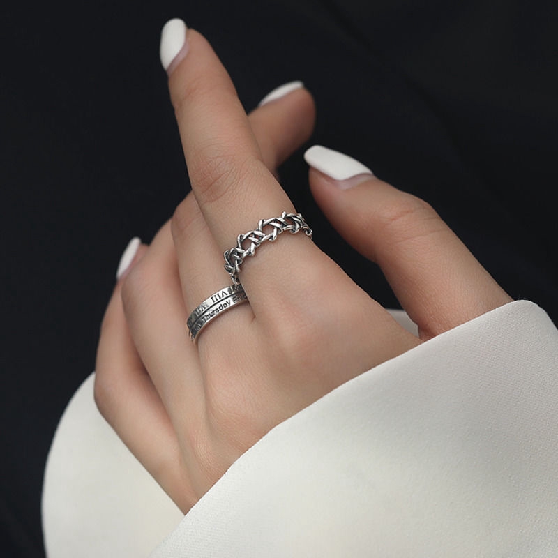 Nhẫn chữ thập màu bạc phong cách cổ điển cá tính